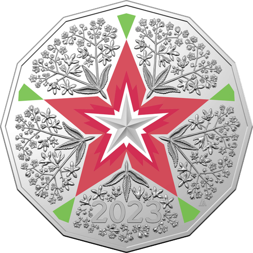 2023 Australia Fifty Cents - Christmas Decoration - Festive Florals Reverse