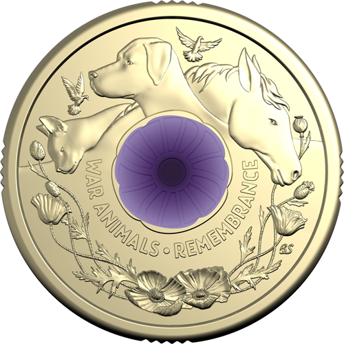 2024 $2 War Animals Remembrance Purple Poppy Reverse