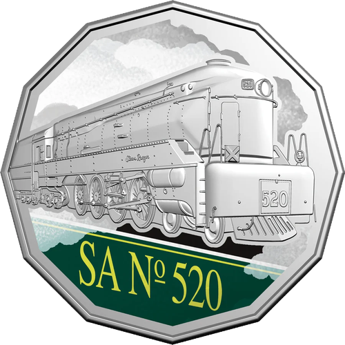 2025 Australia Fifty Cents - Steam Giants - South Australian Railways 520 Reverse