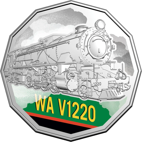 2025 Australia Fifty Cents - Steam Giants - Western Australian Government Railways V Class V1220 Reverse