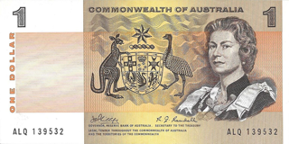 Australia 1966-1974 $1 Paper Note