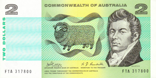 Australia 1966-1974 $2 Paper Note