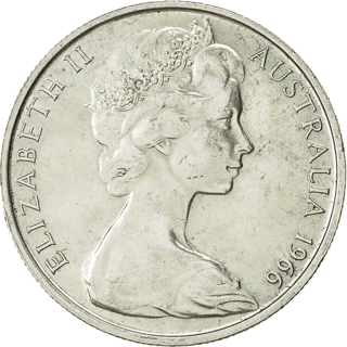 1966 Australia Fifty Cents - Round Silver Coat of Arms alternate face