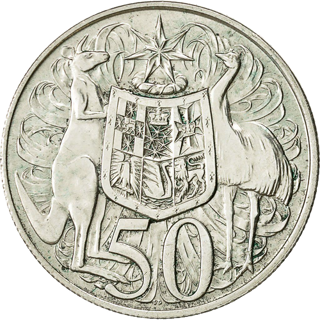 1966 Australia Fifty Cents - Round Silver Coat of Arms