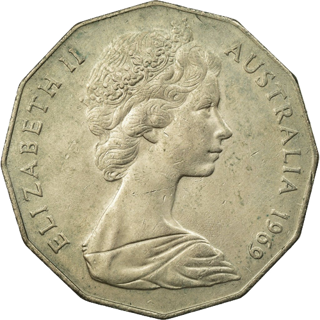1969 Australia Fifty Cents - Coat of Arms alternate face
