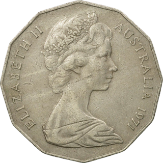 1971 Australia Fifty Cents - Coat of Arms alternate face