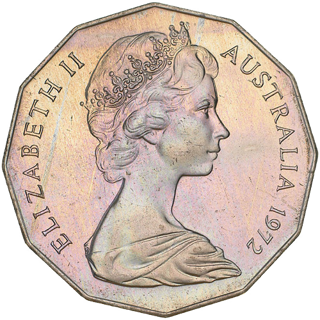 1972 Australia Fifty Cents - Coat of Arms alternate face