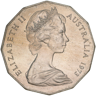1973 Australia Fifty Cents - Coat of Arms alternate face