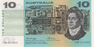 Australia 1974-1984 $10 Paper Note