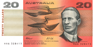 Australia 1974-1984 $20 Paper Note