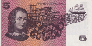 Australia 1974-1984 $5 Paper Note alternate face