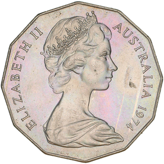 1974 Australia Fifty Cents - Coat of Arms alternate face