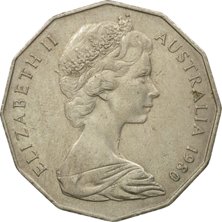 1980 Australia Fifty Cents - Coat of Arms alternate face