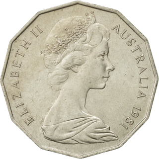 1981 Australia Fifty Cents - Coat of Arms alternate face
