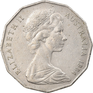 1984 Australia Fifty Cents - Coat of Arms alternate face