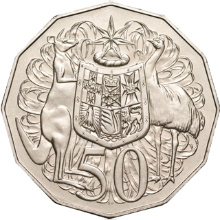 1985 Australia Fifty Cents - Coat of Arms alternate face