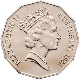 1986 Australia Fifty Cents - Coat of Arms (Mint Sets Only) alternate face