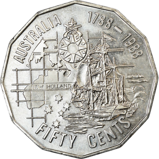 1988 Australia Fifty Cents - Bicentenary
