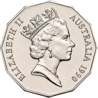 1990 Australia Fifty Cents - Coat of Arms (Mint Sets Only) alternate face