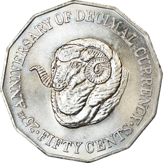 1991 Australia Fifty Cents - 25th Anniversary of Decimal Currency