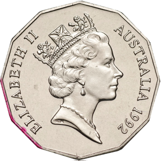 1992 Australia Fifty Cents - Coat of Arms (Mint Sets Only) alternate face