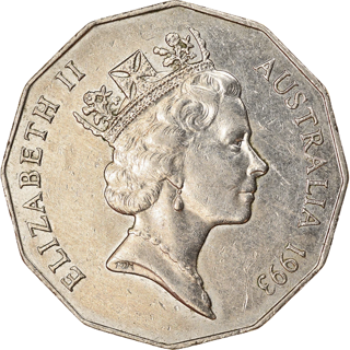 1993 Australia Fifty Cents - Coat of Arms alternate face