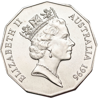 1996 Australia Fifty Cents - Coat of Arms alternate face