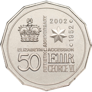 2002 Australia Fifty Cents - Accession Golden Jubilee