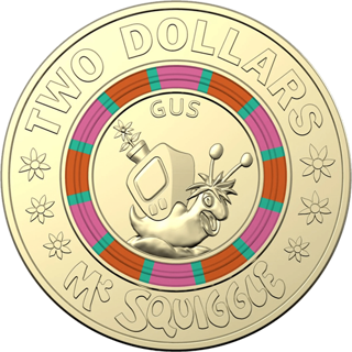 2019 $2 Mr Squiggle Gus the Snail