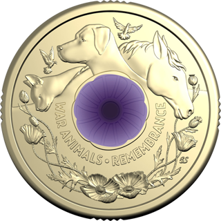 2024 $2 War Animals Remembrance Purple Poppy