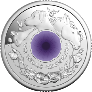 2024 $2 War Animals Remembrance Purple Poppy Silver Proof